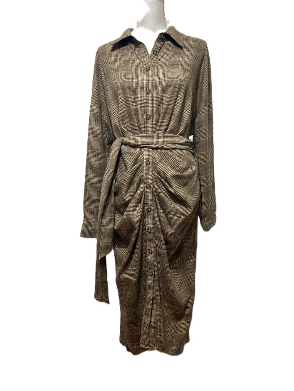 Antonio Melani Shirt Dress, Beautiful Plaid Pattern with a sash tie at the waist